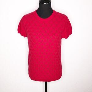 Modcloth red cap sleeve open crochet knit sweater size‎ Large